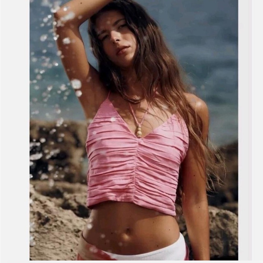 NWT Zara Pink Ruched  Women's Top